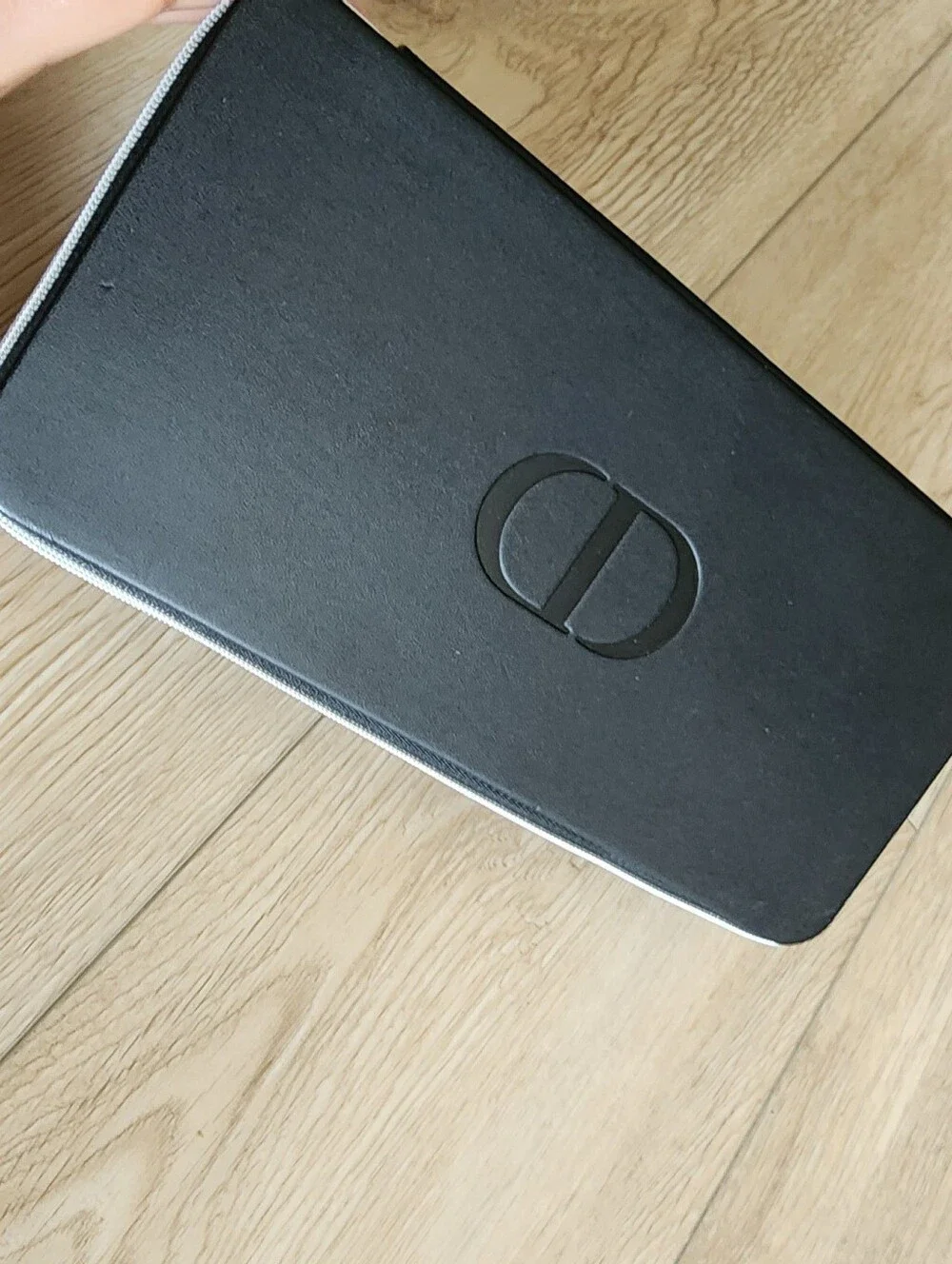 Dior Black Leather Rectangle Makeup Vanity Hard Case CD Logo With Sample Gift